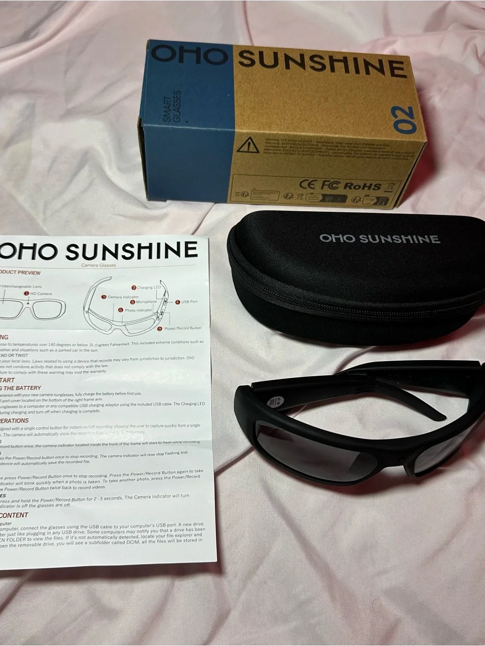 OHO SUNSHINE Vidsoul Smart Camera Glasses with 1080P HD Photo & Video Recording